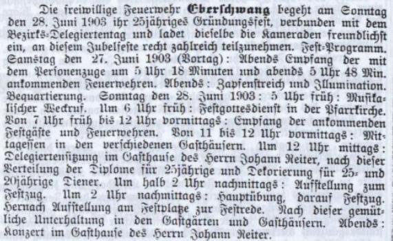 Eberschwang Zeitschrift der oö. FW Jg 18 Heft 19 vom 01.06.1903 S 5 Auszug